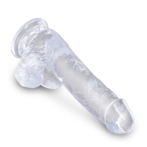 King Cock 6” Clear – Dildo Transparent cu Testicule si Ventuza, 15 cm