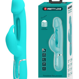 Pretty Love Kampas Green – Vibrator Rabbit Waterproof, 3 in 1, Functie Climax, Silicon, 23 cm, Ø 3.7 cm