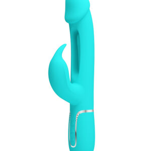 Pretty Love Kampas Green – Vibrator Rabbit Waterproof, 3 in 1, Functie Climax, Silicon, 23 cm, Ø 3.7 cm
