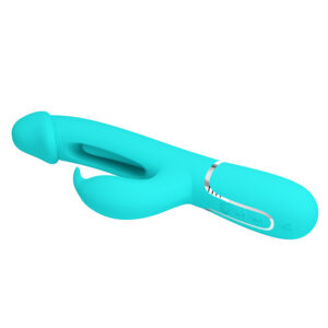 Pretty Love Kampas Green – Vibrator Rabbit Waterproof, 3 in 1, Functie Climax, Silicon, 23 cm, Ø 3.7 cm
