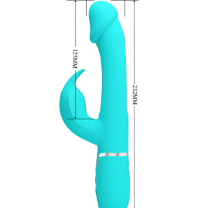Pretty Love Kampas Green – Vibrator Rabbit Waterproof, 3 in 1, Functie Climax, Silicon, 23 cm, Ø 3.7 cm