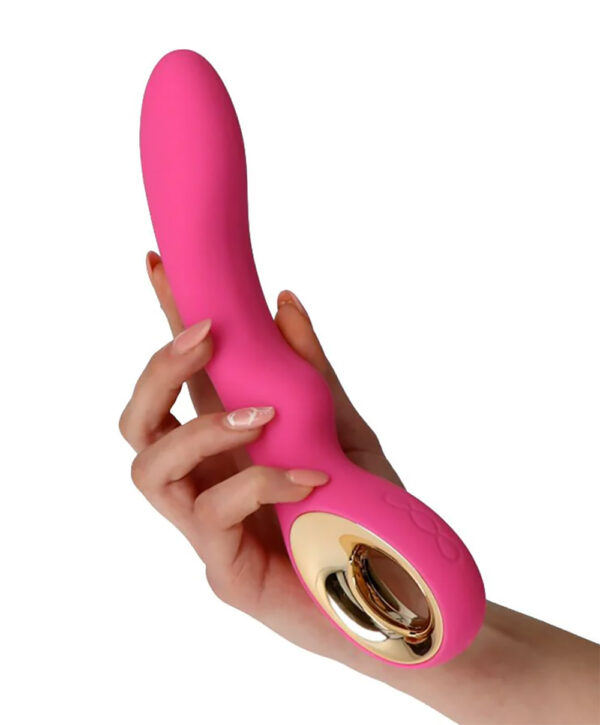 Wave Large – Vibrator Punctul G Waterproof, Silicon Premium, roz, 24 cm, Ø 3.6 cm