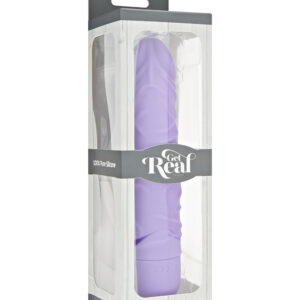 ToyJoy Get Real - Vibrator realistic waterproof, silicon premium, 7 moduri vibratie, culoare mov, 20.1 cm, Ø 4.4 cm