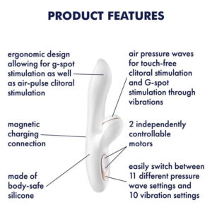 Satisfyer Pro + G-Spot – Vibrator Rabbit Waterproof, Silicon, punctul G, 22 cm, Ø 3.3 cm