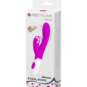Pretty Love Andre – Vibrator Rabbit Waterproof, Silicon, punctul G, roz, 20.5 cm, Ø 3 cm