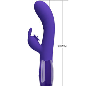 Pretty Love Cerberus – Vibrator Rabbit Waterproof, Silicon Premium, punctul G, 20.6 cm, Ø 3.2 cm