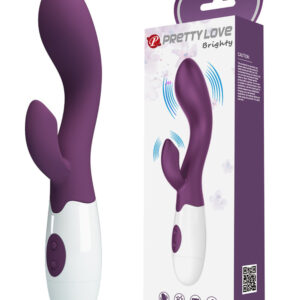 Pretty Love Brighty – Vibrator Rabbit Waterproof, Silicon, punctul G, violet, 20 cm, Ø 3.4 cm