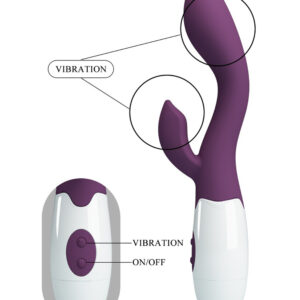 Pretty Love Brighty – Vibrator Rabbit Waterproof, Silicon, punctul G, violet, 20 cm, Ø 3.4 cm