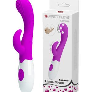 Pretty Love Arthur – Vibrator Rabbit, Waterproof, Silicon Premium, roz, 20 cm, Ø 3 cm