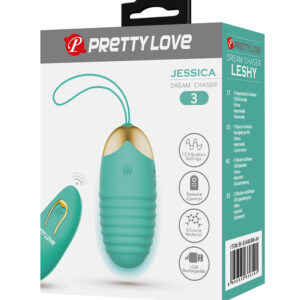 Pretty Love Jessica Green – Ou Vibrator cu Telecomanda, Silicon Premium, Ø 3.3 cm