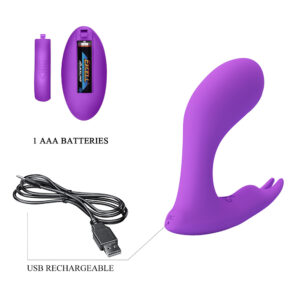 Pretty Love Idabelle Purple – Vibrator cu Telecomanda, Stimulare Punctul G + Clitoris, Ø 3.3 cm