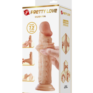 Pretty Love Quentin Flesh – Dildo Realistic cu Ventuza, Waterproof, TPR moale, 18.4 cm, Ø 4.2 cm
