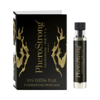 PheroStrong Devil – Mostra Parfum cu feromoni pentru barbati, cu note de cacao, piper negru si lemn de cedru - 1 ml