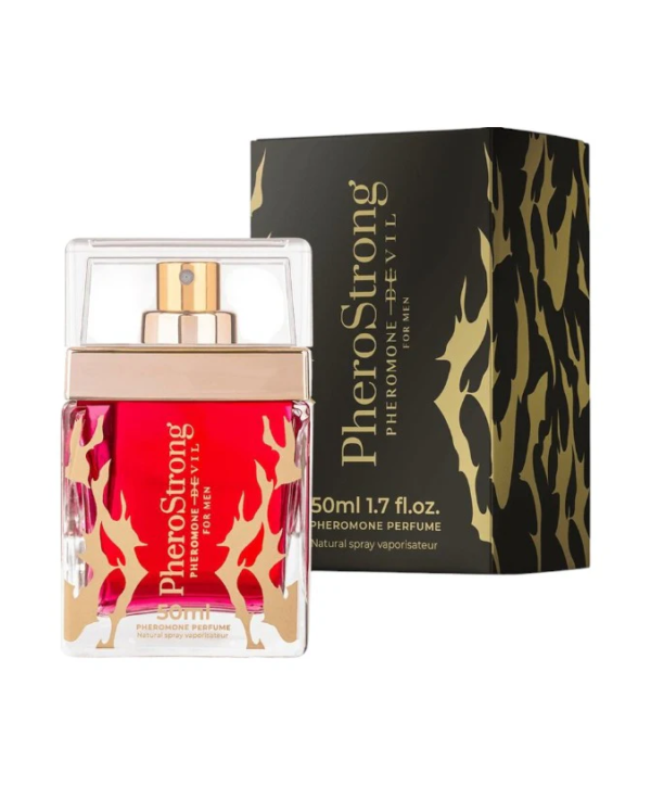 PheroStrong Devil – Parfum cu feromoni pentru barbati, cu note de cacao, piper negru si lemn de cedru - 50 ml