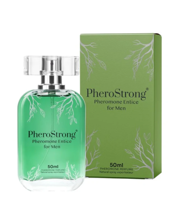 PheroStrong Entice – Parfum cu feromoni pentru barbati, cu note de patchouli, floare de portocal și bergamota - 50 ml