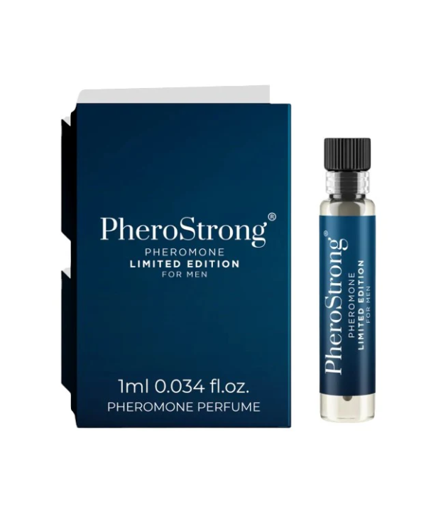 PheroStrong Limited Edition – Mostra Parfum cu feromoni pentru barbati, cu note de lemn de santal, maslin si vanilie - 1 ml