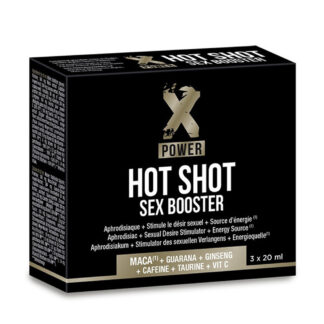 Hot Shot Sex Booster XPower – Bautura afrodisiaca crestere libido, cu Maca, Guarana, L-Carnitine, L-Arginine, unisex - 3 x 20 ml
