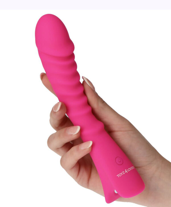 Real Wave – Vibrator Punctul G Waterproof, Silicon Premium, roz, 20 cm, Ø 3.5 cm