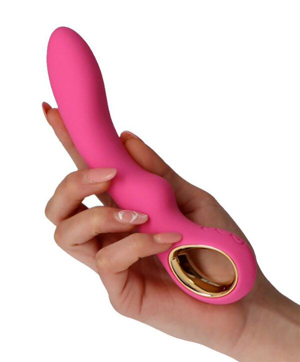 Wave Small – Vibrator Punctul G Waterproof, Silicon Premium, roz, 18.5 cm, Ø 3.2 cm