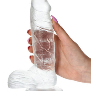 Clear Flavour - Dildo realistic cu ventuza, transparent, 19 cm