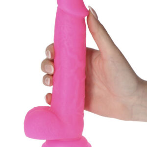 Brush - Dildo realistic din silicon, cu ventuza, fucsia, 21 cm