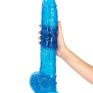 Golia - Dildo XXL cu ventuza, albastru transparent, 41 cm