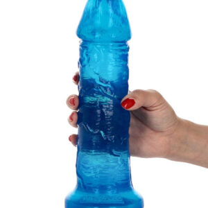 Jelly Leone - Dildo XXL cu ventuza, albastru transparent, 25 cm