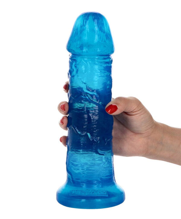 Jelly Leone - Dildo XXL cu ventuza, albastru transparent, 25 cm
