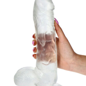 Emotion - Dildo XXL cu ventuza, transparent, 25.5 cm, Ø 5.5 cm