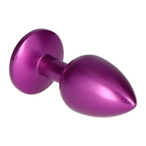 Dark Butt Plug - Dop anal metalic, forma in picatura, cu bijuterie violet, Small