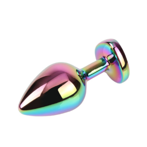 Rainbow Heart Butt Plug - Dop anal metalic, medium Ø 3,3 cm