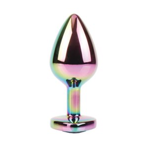 Rainbow Heart Butt Plug - Dop anal metalic, medium Ø 3,3 cm
