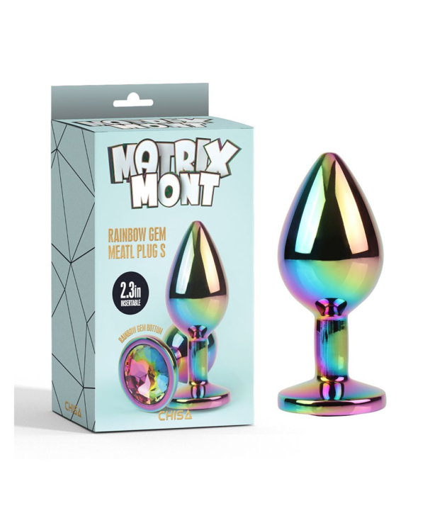 Rainbow Gem Butt Plug - Dop anal metalic, small Ø 2,7