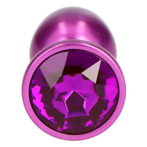 Dark Butt Plug - Dop anal metalic, forma in picatura, cu bijuterie violet, Small