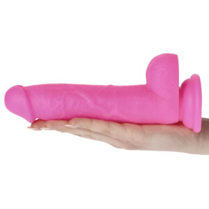 Brush - Dildo realistic din silicon, cu ventuza, fucsia, 21 cm