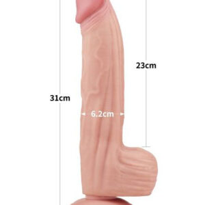 Lovetoy King Sized Sliding Skin - Huge Dildo XXL cu ventuza, 31 cm