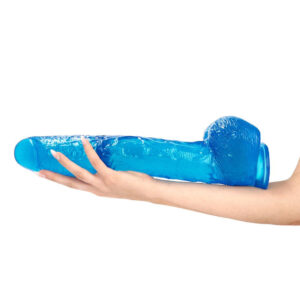 Golia - Dildo XXL cu ventuza, albastru transparent, 41 cm