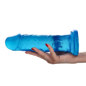 Jelly Leone - Dildo XXL cu ventuza, albastru transparent, 25 cm