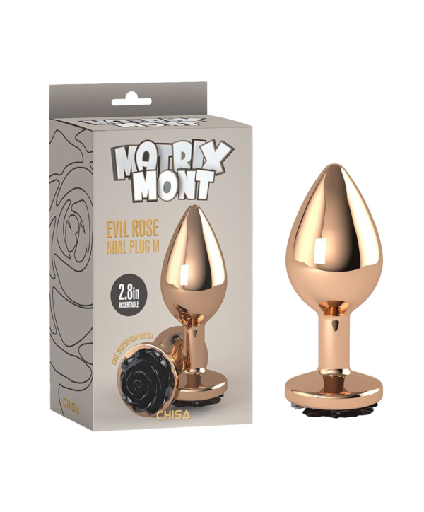 Evil Rose Butt Plug - Dop anal metalic, medium, auriu Ø 3,3 cm