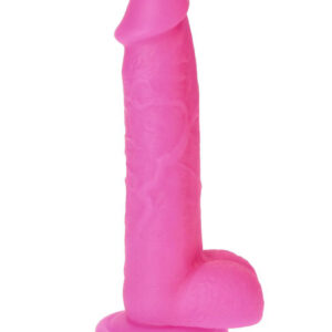 Brush - Dildo realistic din silicon, cu ventuza, fucsia, 21 cm