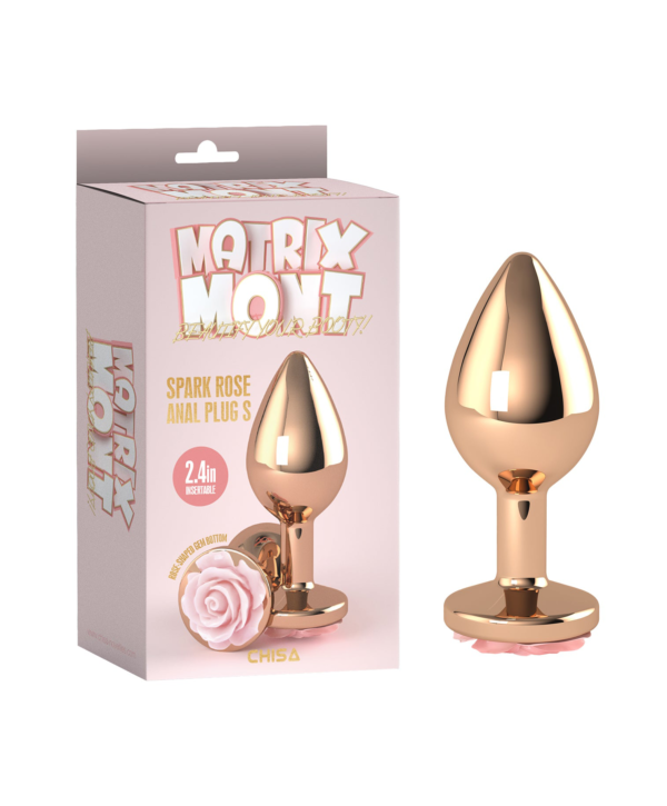 Spark Rose Butt Plug - Dop anal metalic, small, auriu Ø 2,7 cm