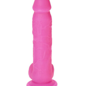 Brush - Dildo realistic din silicon, cu ventuza, fucsia, 21 cm