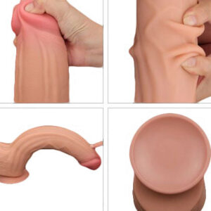 Lovetoy King Sized Sliding Skin - Huge Dildo XXL cu ventuza, 31 cm