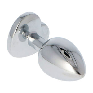 Heart Butt Plug - Dop anal metalic, cu bijuterie transparenta in forma de inima, Small