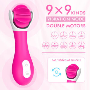 Crazy Tongue – Vibrator Clitoris Waterproof, ABS Premium si Silicon, rotativ, 13.6 cm, Ø 4.3 cm