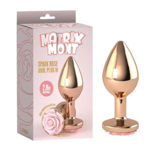 Spark Rose Butt Plug - Dop anal metalic, medium, auriu Ø 3,3 cm
