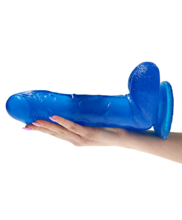 Emotion - Dildo XXL cu ventuza, albastru transparent, 25.5 cm, Ø 5.5 cm