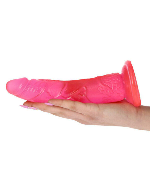 Dong - Dildo realistic cu ventuza, roz transparent, 18 cm