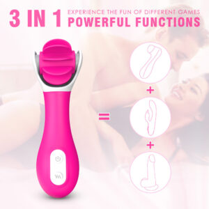 Crazy Tongue – Vibrator Clitoris Waterproof, ABS Premium si Silicon, rotativ, 13.6 cm, Ø 4.3 cm