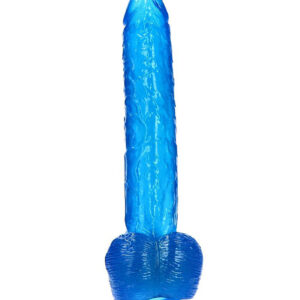 Golia - Dildo XXL cu ventuza, albastru transparent, 41 cm